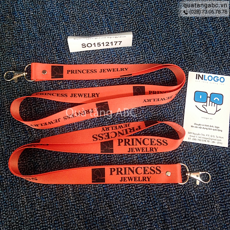 Dây đeo thẻ của cửa hàng đồng hồ và trang sức Princess Jewelry được in tại INLOGO