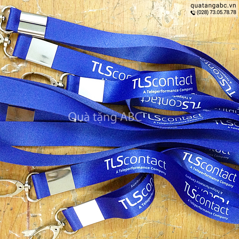 INLOGO in dây đeo thẻ nhân viên cho trung tâm TLSContact
